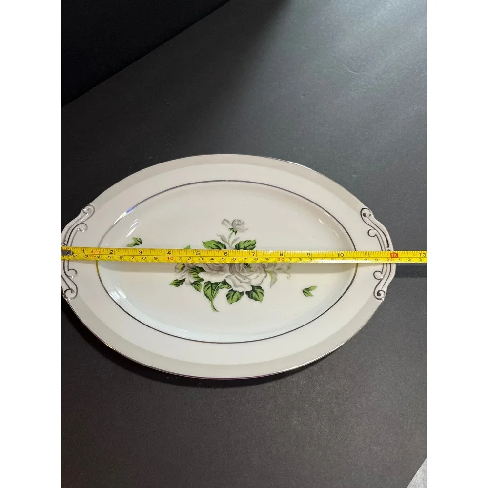 Gold Coast China First Love Oval Serving Platter White Roses Japan 12 inch